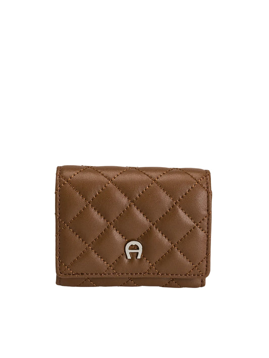Aigner-Trifold-Quilted-Wallet-Dark-Toffee-Brown
