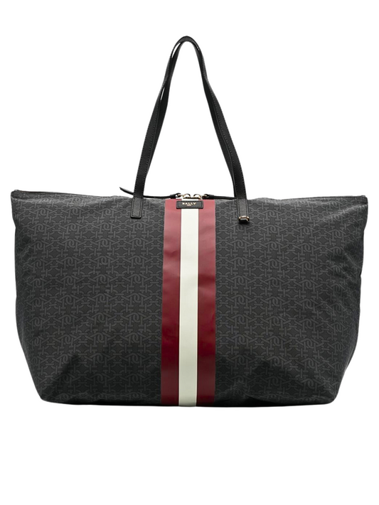 Bally-Foldable-Monogram-Nylon-Tote-Bag-Anthracite-Multi