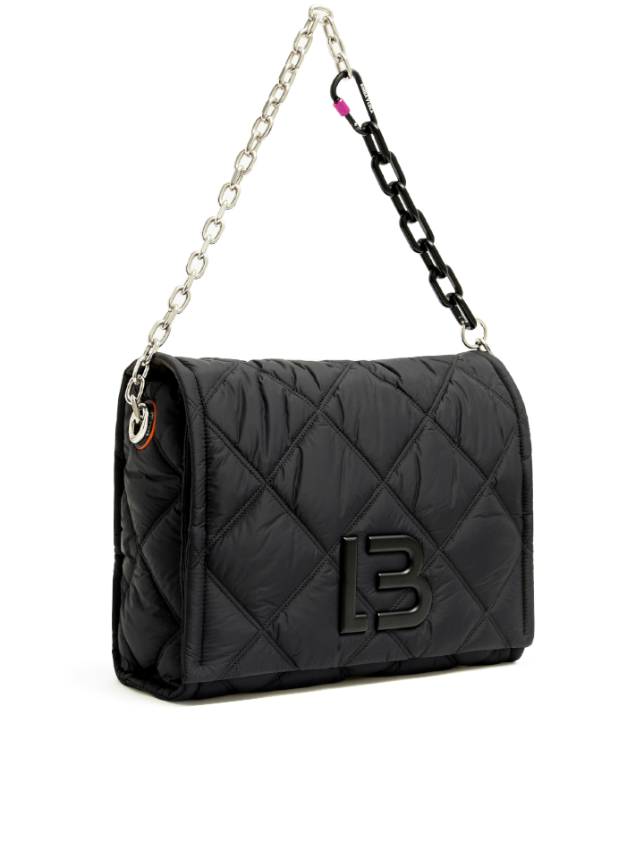 Bimba-Y-Lola-Large-Black-Padded-Nylon-Flap-Bag-Balilene-depan