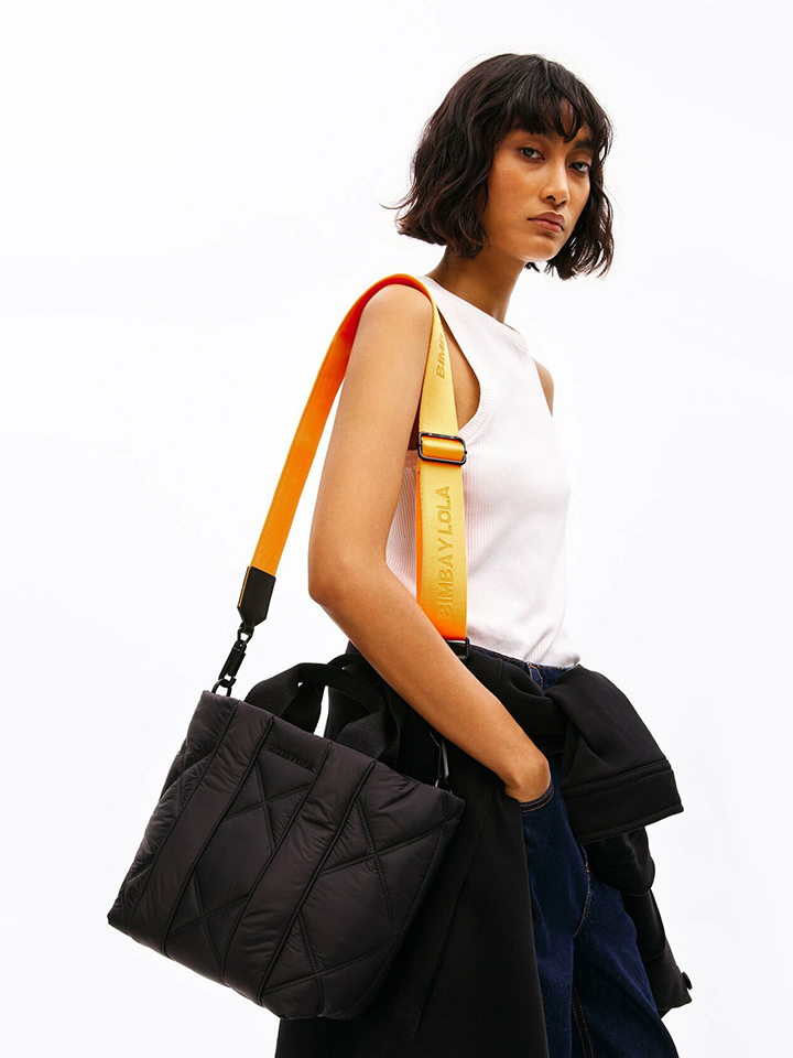 Bimba-Y-Lola-Quilted-Nylon-Shopper-Bag-Black-Balilene-onmodel