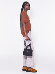 Bimba-Y-Lola-Small-Black-Nylon-Tote-Bag-with-Silver-Hardware-Balilene-onmodel1_