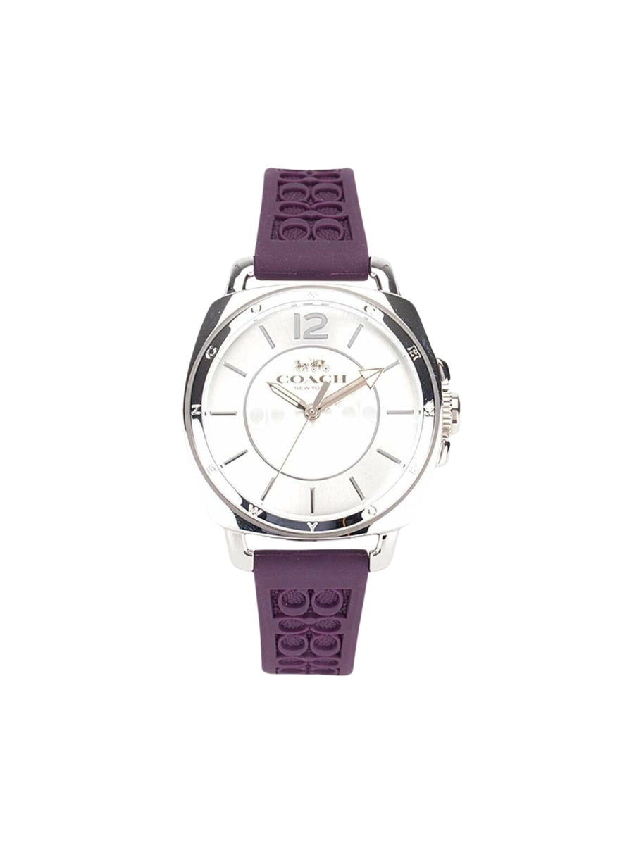 Coach Signature Embossed Boyfriend Rubber Strap Silver Purple Balilene