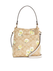 Coach C3411 Small Town Bucket Bag In Signature Canvas With Daisy Print Light Khaki Multi/Chalk