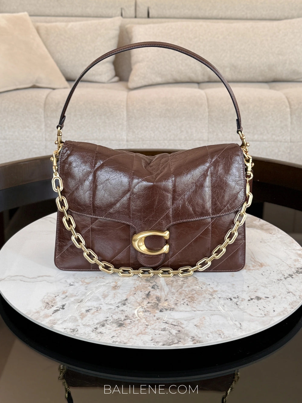 Coach-Chain-Tabby-Shoulder-Bag-35-With-Quilting-Maple-balilene