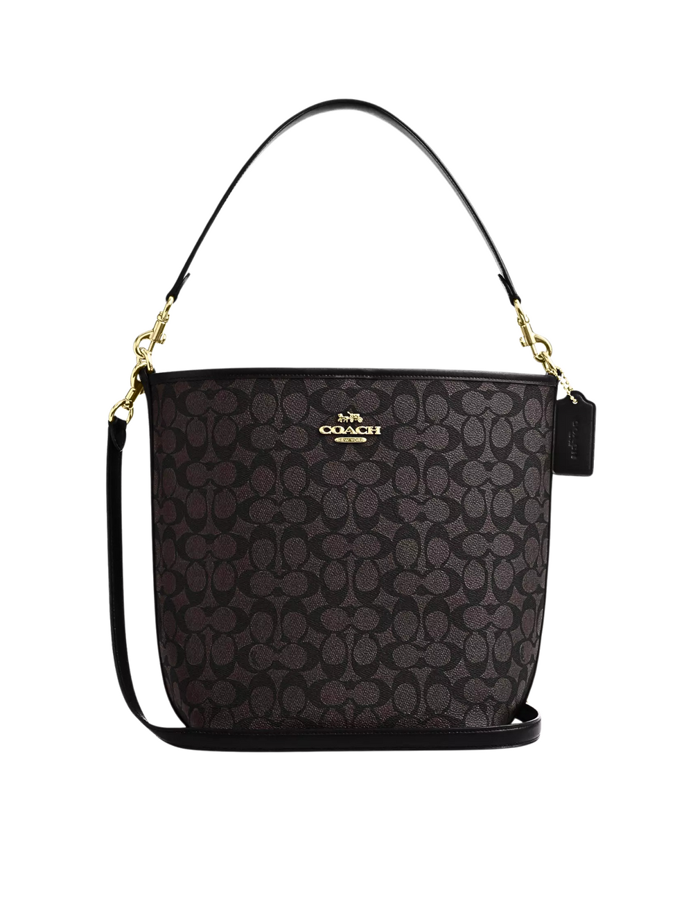 Coach-City-Large-Bucket-Bag-In-Signature-Canvas-Walnut-Black