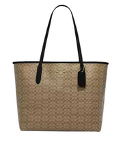 Coach-City-Tote-Bag-In-Micro-Signature-Canvas-KhakiBlack