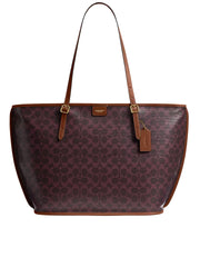 Coach-Coach-Taxi-Tote-Bag-In-Signature-Canvas-Black-Currant-Sable