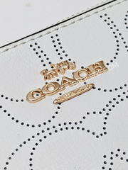 Coach Corner Zip Wristlet In Signature Leather Chalk