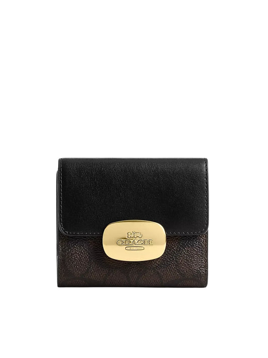 Coach Eliza Small Wallet In Signature Canvas Walnut/Black