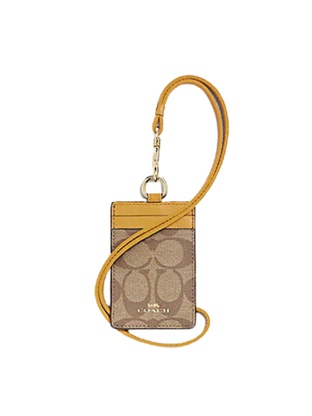 Coach-F63274-Lanyard-Id-Case-In-Signature-Canvas-Khaki-Flax-silver-depan