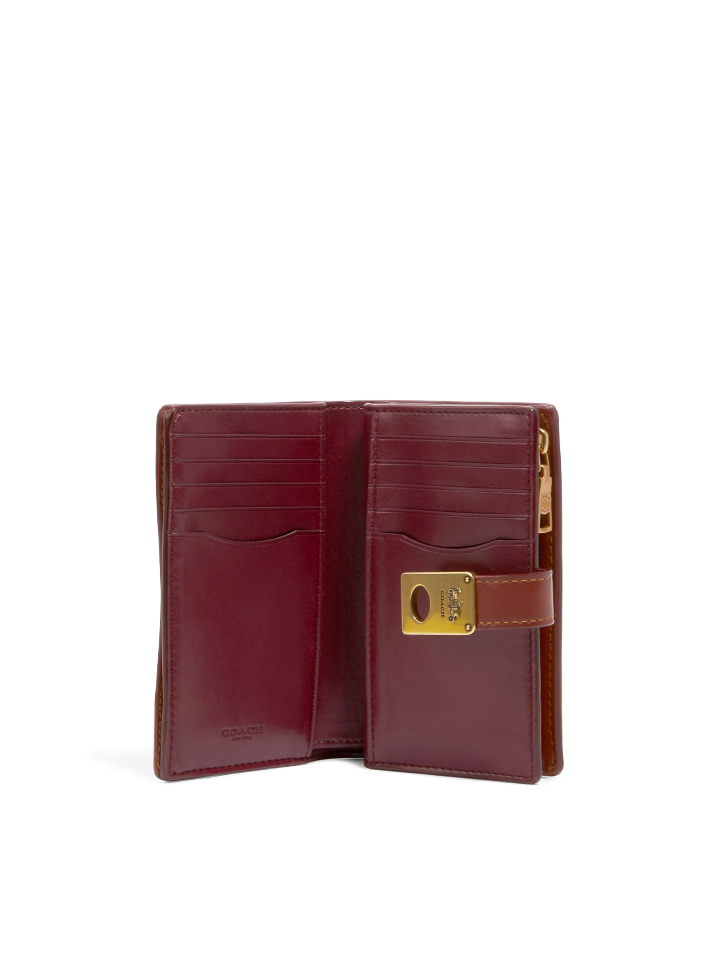 Coach Hutton Wallet In Signature Canvas Tan Rust Balilene