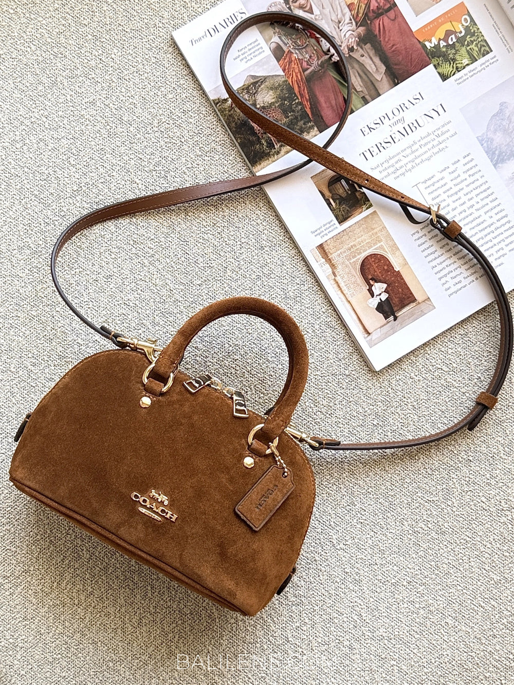 Coach-Lara-Suede-Mini-Satchel-Bag-Warm-Brown-balilene