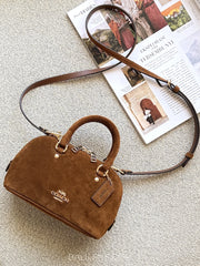Coach-Lara-Suede-Mini-Satchel-Bag-Warm-Brown-balilene
