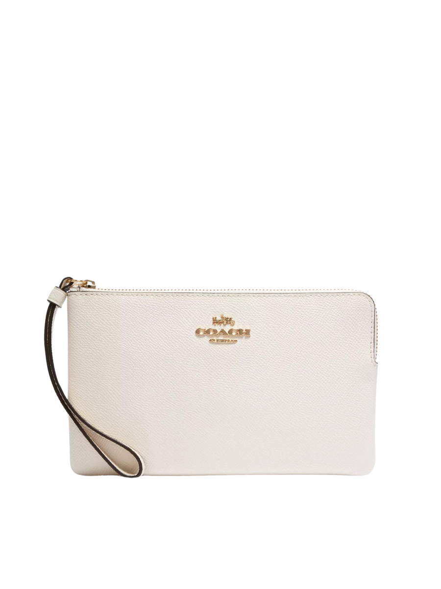 Coach Large Corner Zip Wristlet Chalk Balilene