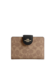 Coach-Medium-Corner-Zip-Wallet-In-Signature-Canvas-Tan-Black