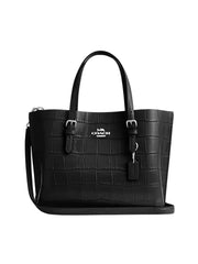 Coach Mollie Tote Bag 25 Croco-Embossed Black