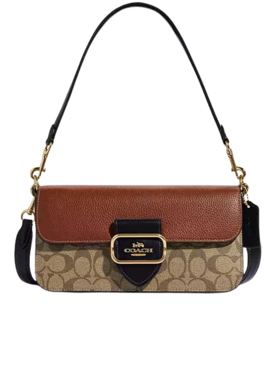 Coach Morgan Shoulder Bag In Colorblock Signature Canvas Khaki Multi Balilene