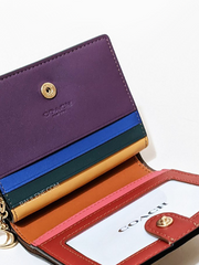 Coach Snap Wallet With Rainbow Colorblock Interior Black
