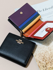 Coach Snap Wallet With Rainbow Colorblock Interior Black