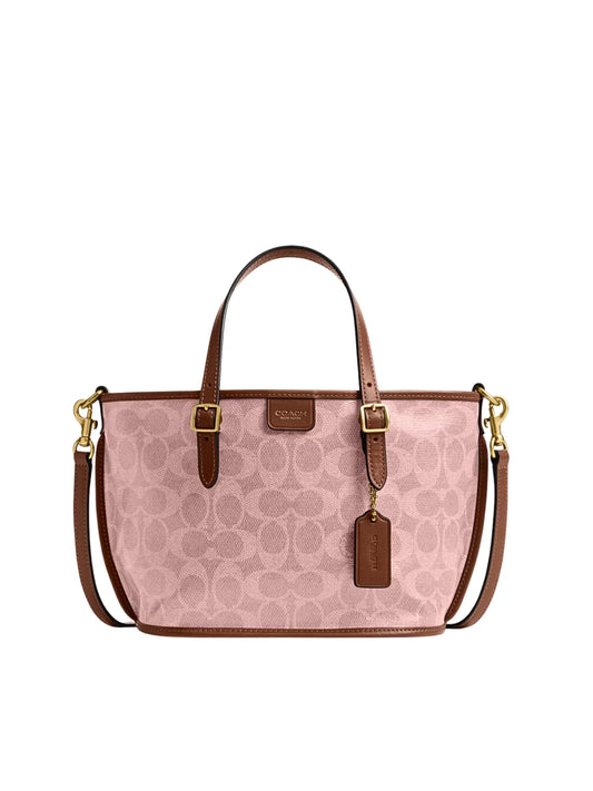 Coach Taxi Tote Bag 21 In Signature Canvas Pink Sable