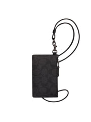 Coach-Zip-Lanyard-Card-Case-In-Signature-Canvas-Charcoal-Black