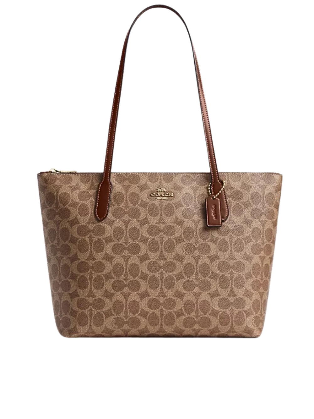 Coach-Zip-Top-Tote-Bag-In-Signature-Canvas-Tan-Brown