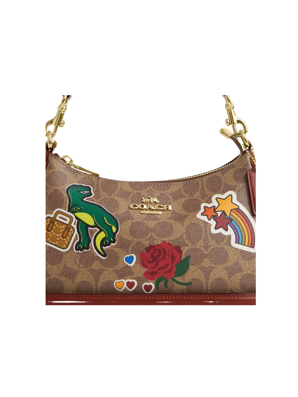 Detail-Coach-Teri-Shoulder-Bag-In-Signature-Canvas-With-Sticker-Print-Gold-Tan-Multi