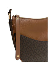 Detail-Michael Kors Dover Large Half Moon Shoulder Bag Signature Brown