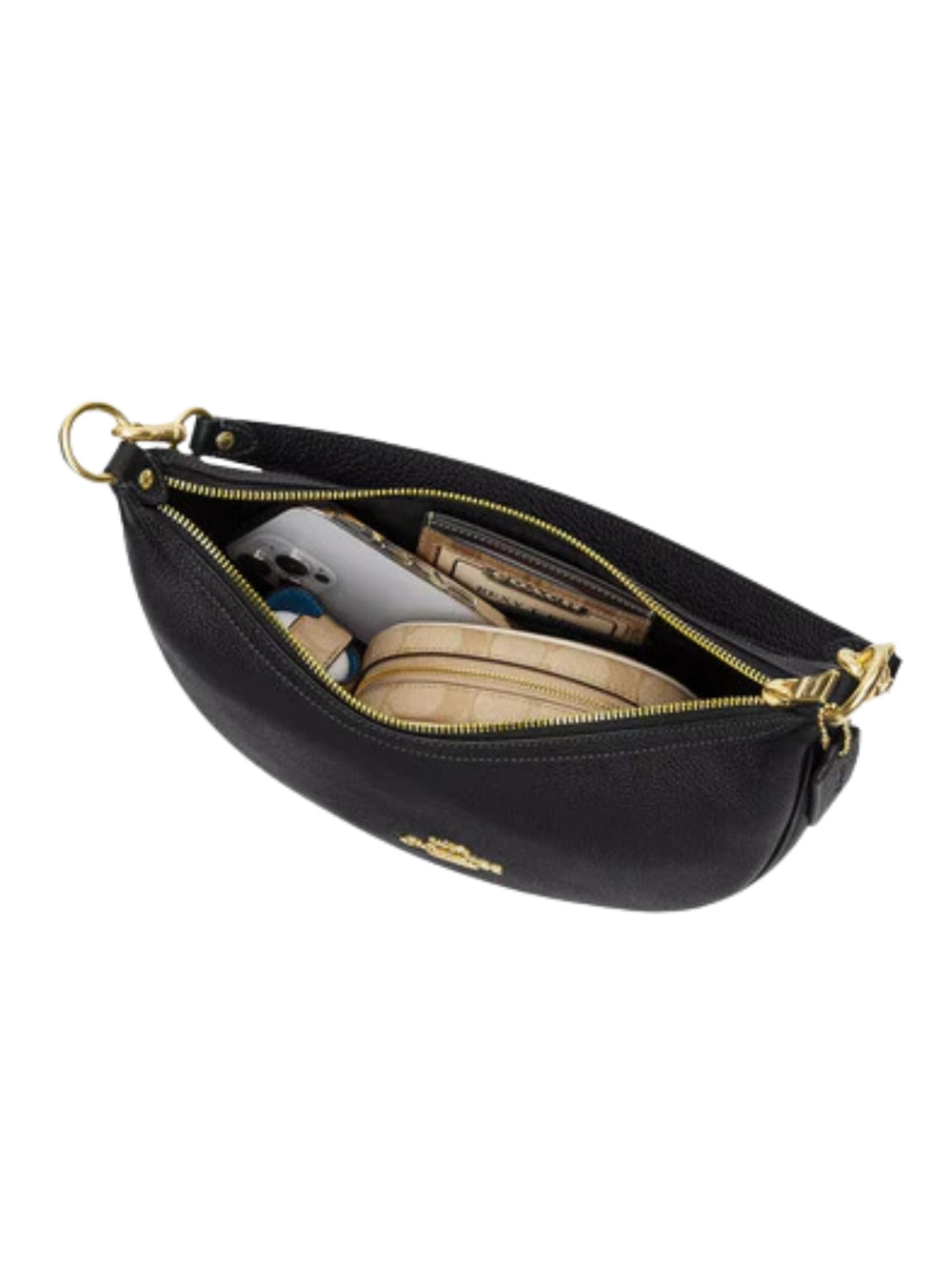 Gambar-Detail-Coach-Aria-Refined-Pebble-Leather-Shoulder-Bag-Black