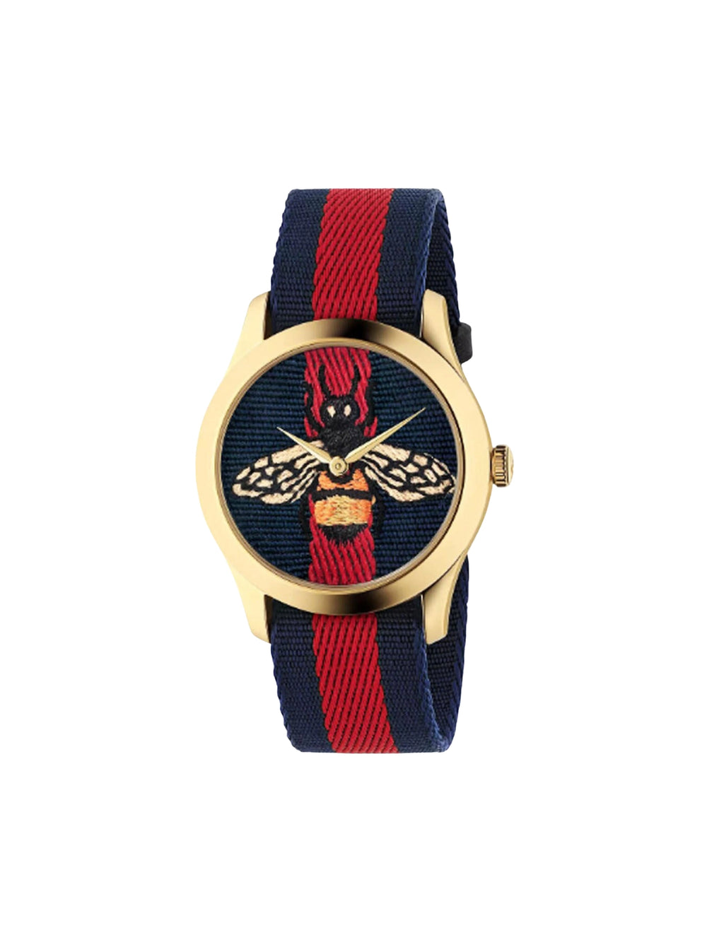 Gucci-G-Timeless-Bee-Red-_-Blue-Dial-Red-Two-Tone-Nylon-Strap-Watch
