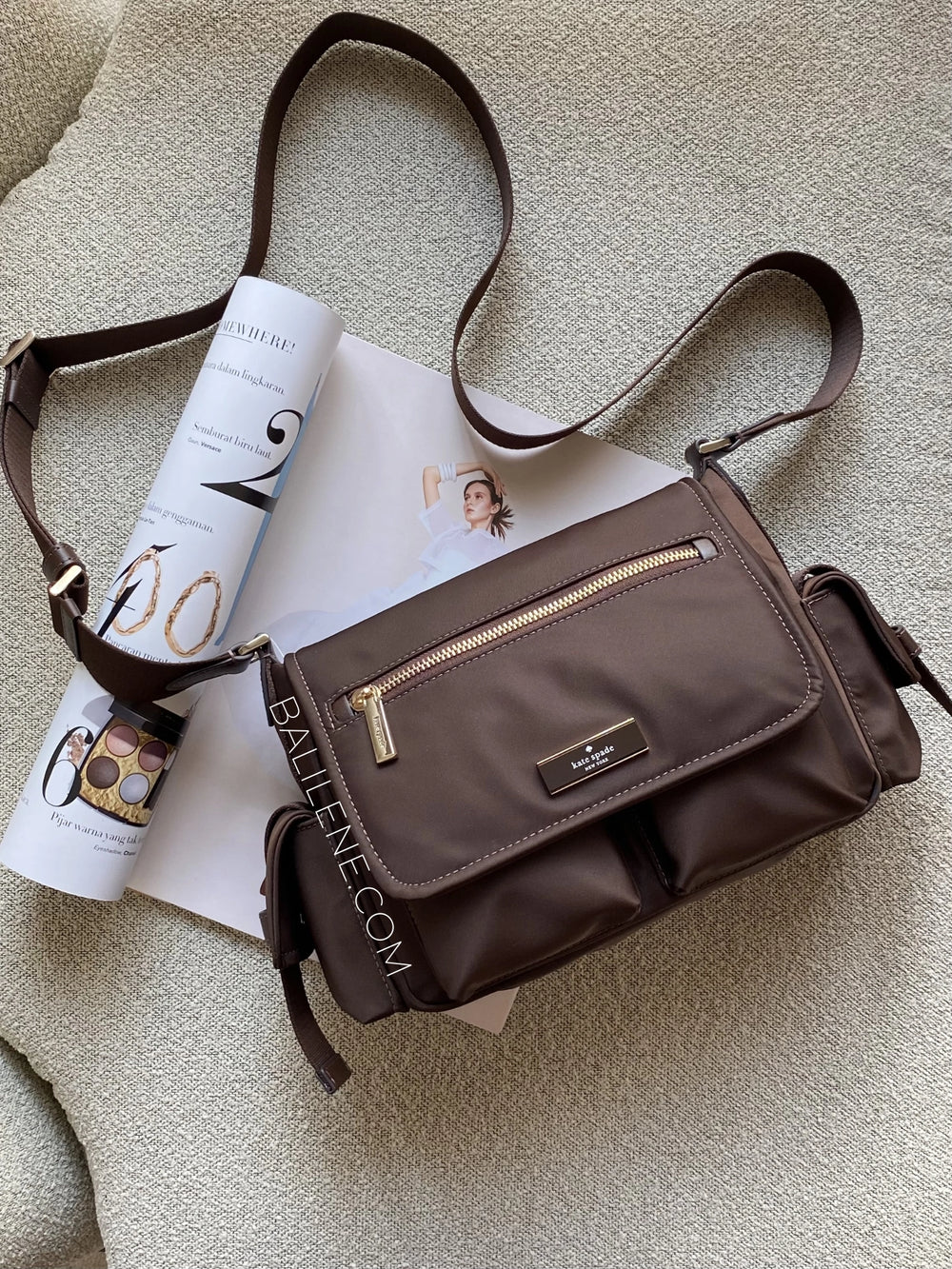 Kate-Spade-Carter-Nylon-Messenger-Cargo-Crossbody-Bag-Hot-Fudge-balilene