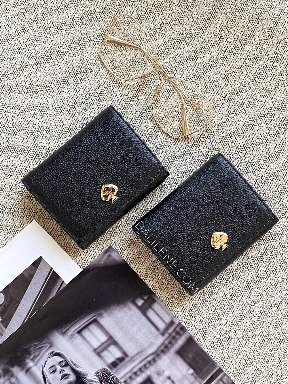 Kate-Spade-Kayla-Pebbled-Leather-Small-L-Zip-Wallet-Black-balilene