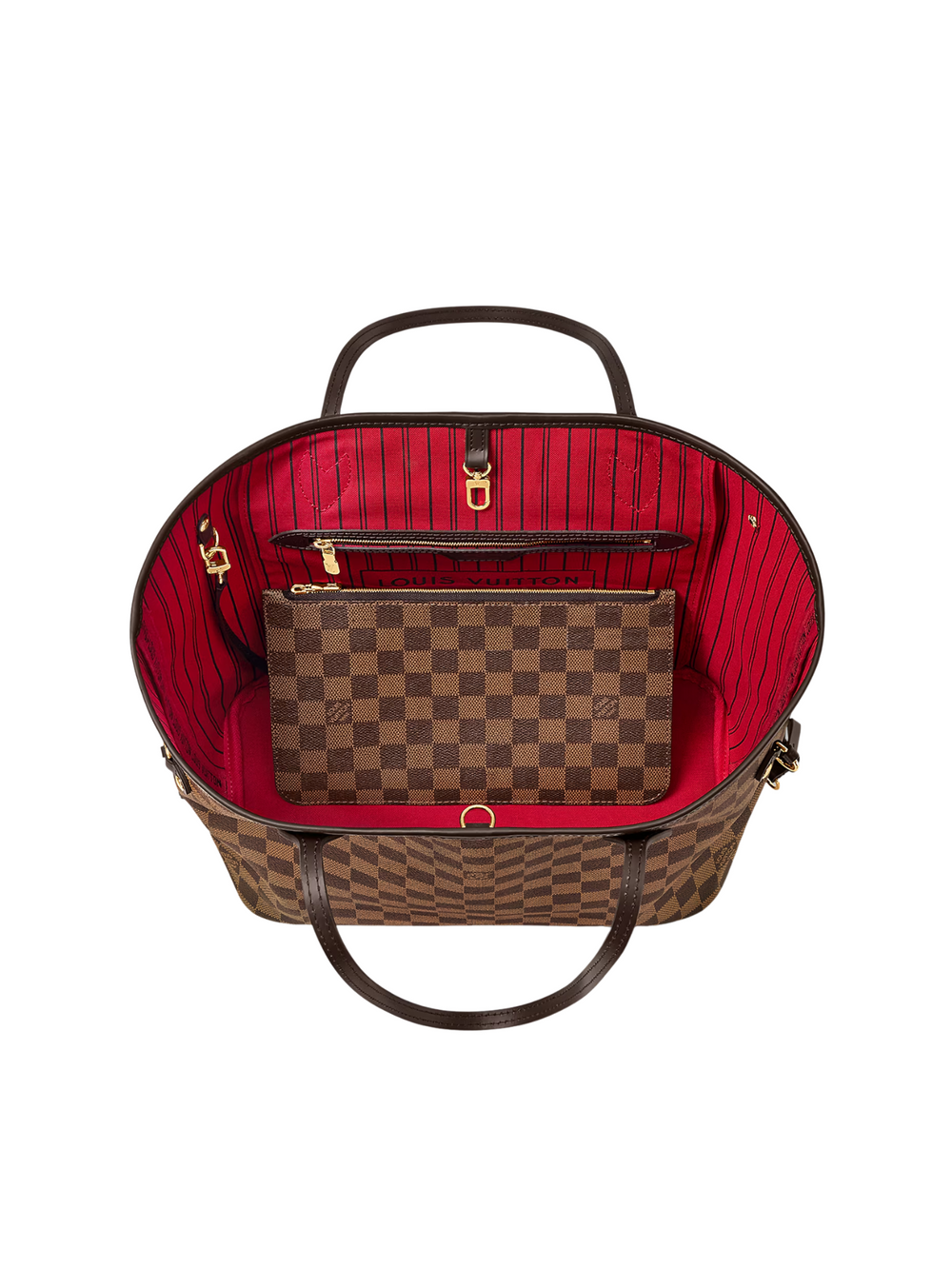Louis-Vuitton-Neverfull-MM-Damier-Ebene-Cerise-Red