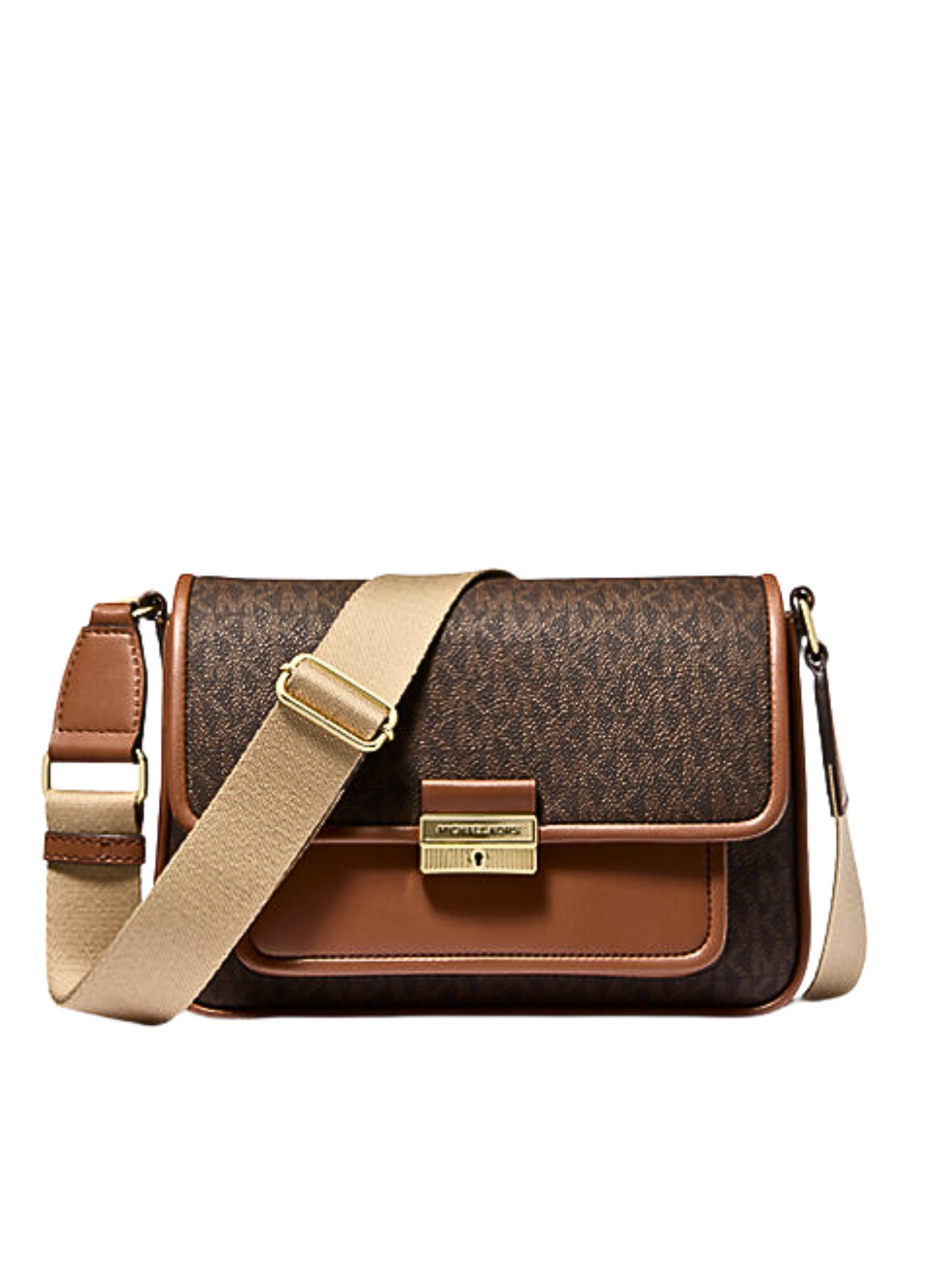 Michael Kors Bradshaw Medium Signature Logo Messenger Bag Brown