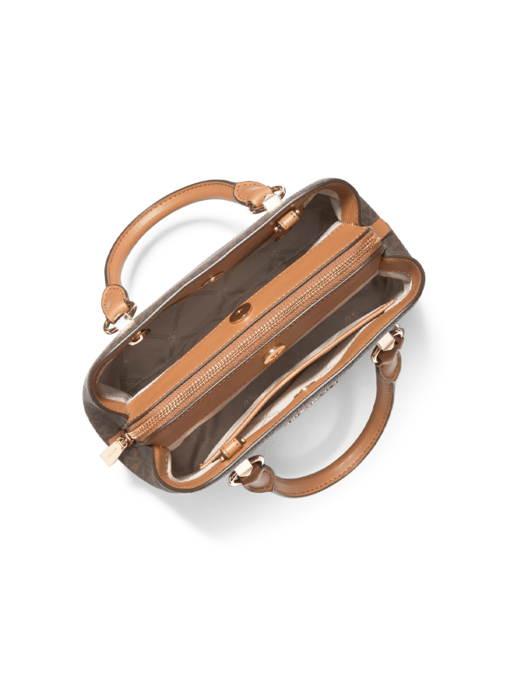 gambar-bagian-dalam-Michael-Kors-Edith-Small-Logo-Satchel-Brown