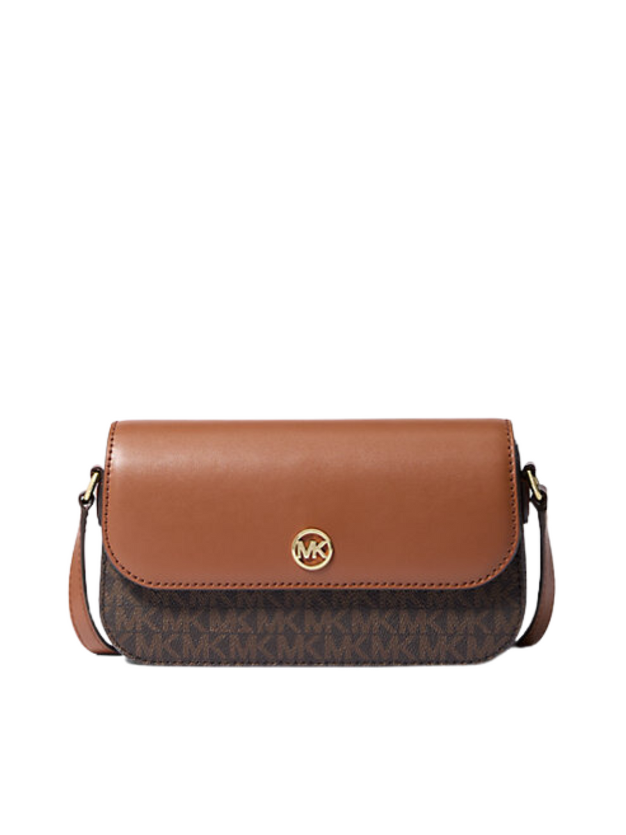 Michael Kors Jet Set Travel Small Flap Logo Crossbody Bag Brown Balilene