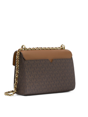 Michael Kors Rose Medium Logo and Faux Leather Shoulder Bag Brown