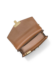 Michael Kors Rose Medium Logo and Faux Leather Shoulder Bag Brown