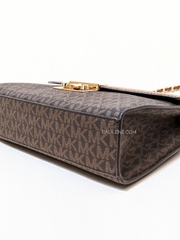 Michael Kors Rose Medium Logo and Faux Leather Shoulder Bag Brown