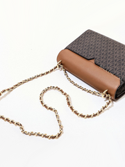 Michael Kors Rose Medium Logo and Faux Leather Shoulder Bag Brown