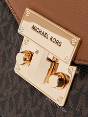 Michael Kors Rose Medium Logo and Faux Leather Shoulder Bag Brown