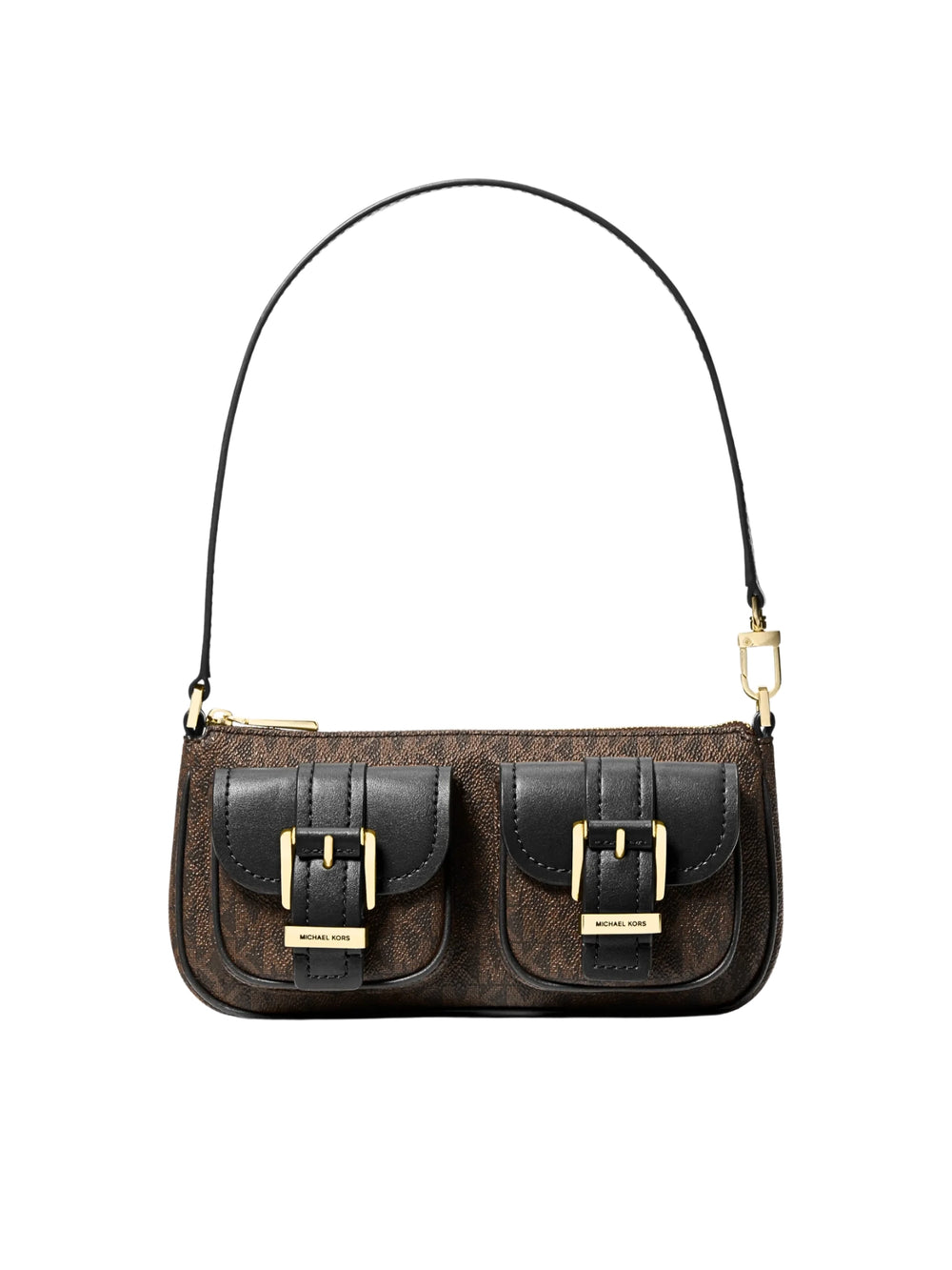 Michael-Kors-Zoe-Small-Signature-Logo-Convertible-Pochette-Brown-Black
