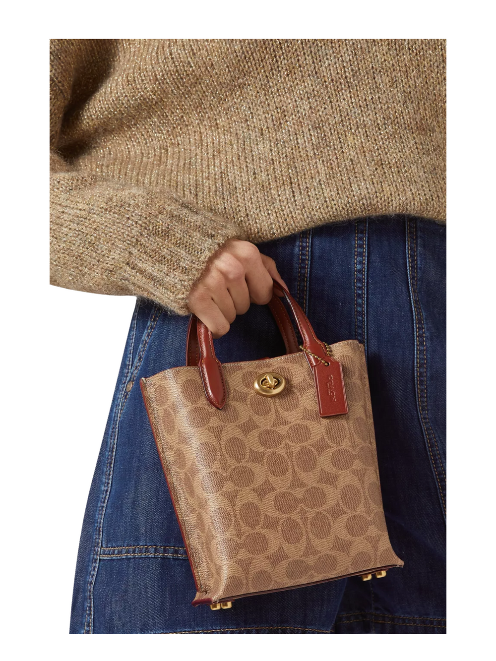 On-Model-Coach-Willow-Tote-16-In-Signature-Canvas-Tan-Rust