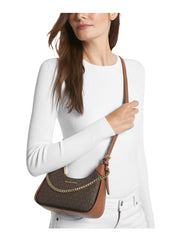 On-Model-Michael-Kors-Wilma-Small-Signature-Logo-With-Strap-Chain-Crossbody-Bag-Brown