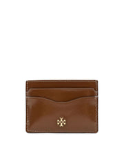 Tory-Burch-Emerson-Black-Patent-Leather-Card-Case-Wallet-Rich-Walnut