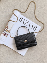 Tory-Burch-Kira-Chevron-Mini-Top-Handle-Chain-Wallet-Black-balilene