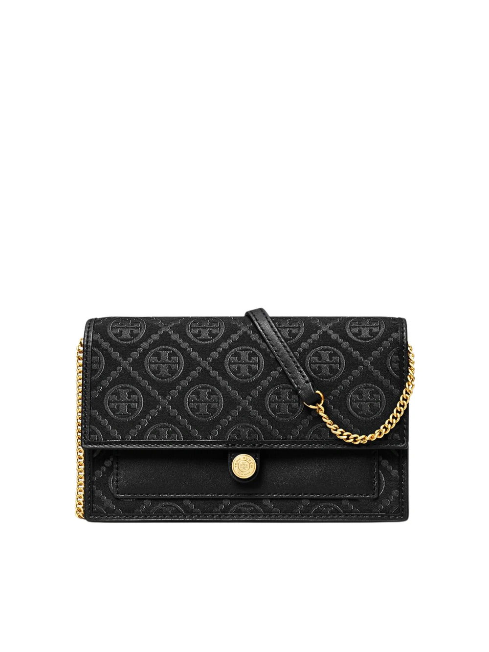 Tory-Burch-T-Monogram-Chain-Wallet-Black