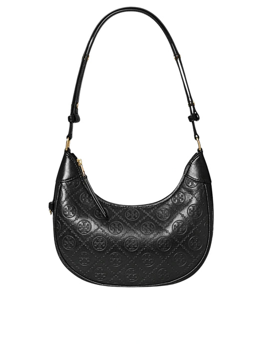 Tory-Burch-T-Monogram-Leather-Crescent-Bag-Black