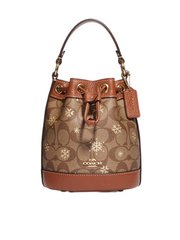 bagian-depan-Coach- Dempsey-Drawstring- Bucket -Bag -15 -In- Signature -Canvas -With- Snowflake Print -Khaki -Multi