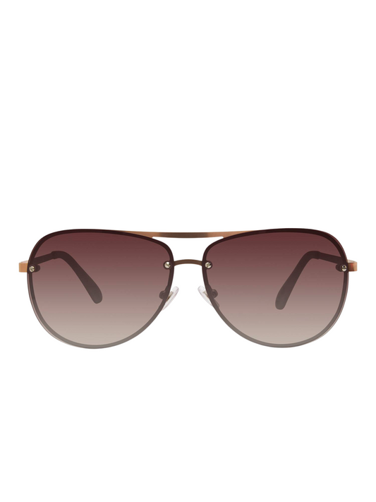 bagian-depan-Fossil -Women's- Aviator- Round -Sunglasses- Brown / Rosegold